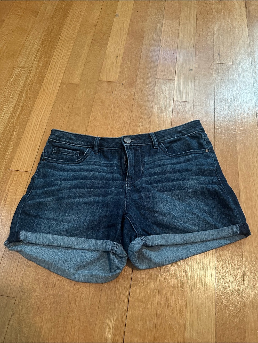LC Lauren Conrad Dark Blue Rolled Cuff Denim Shorts